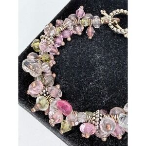 Multicolor‎ Tourmaline-Style Faceted Gemstone Cluster Toggle Bracelet 7.5